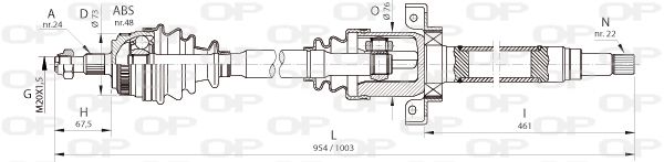 OPEN PARTS Piedziņas vārpsta DRS6363.00